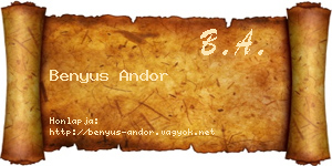 Benyus Andor névjegykártya